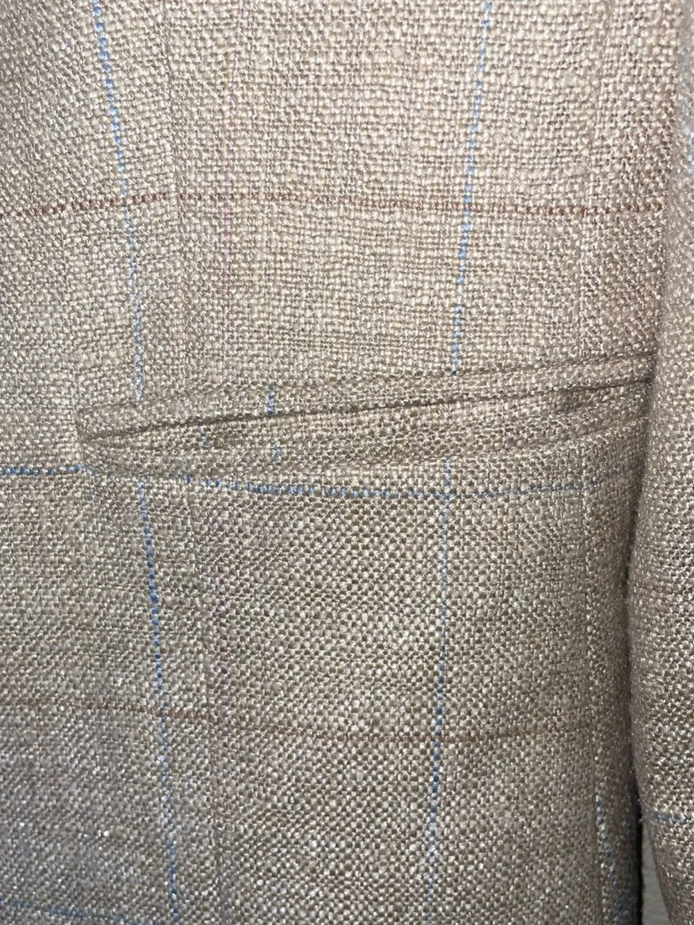 Asher Beige Windowpane‎ Plaid One Button Career Blazer Women's Jacket